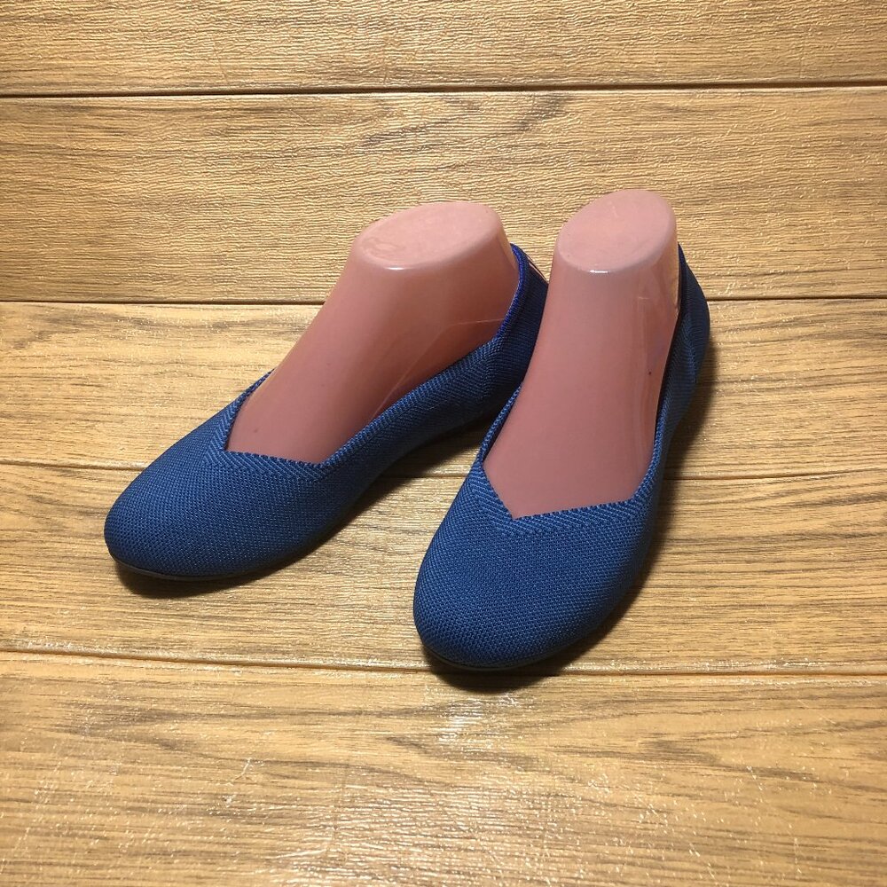 Rothy's women flat slip on blue fabric shoes, size 8